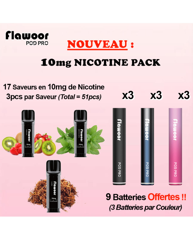 PACK 10mg de Nicotine - FLAWOOR POD PRO